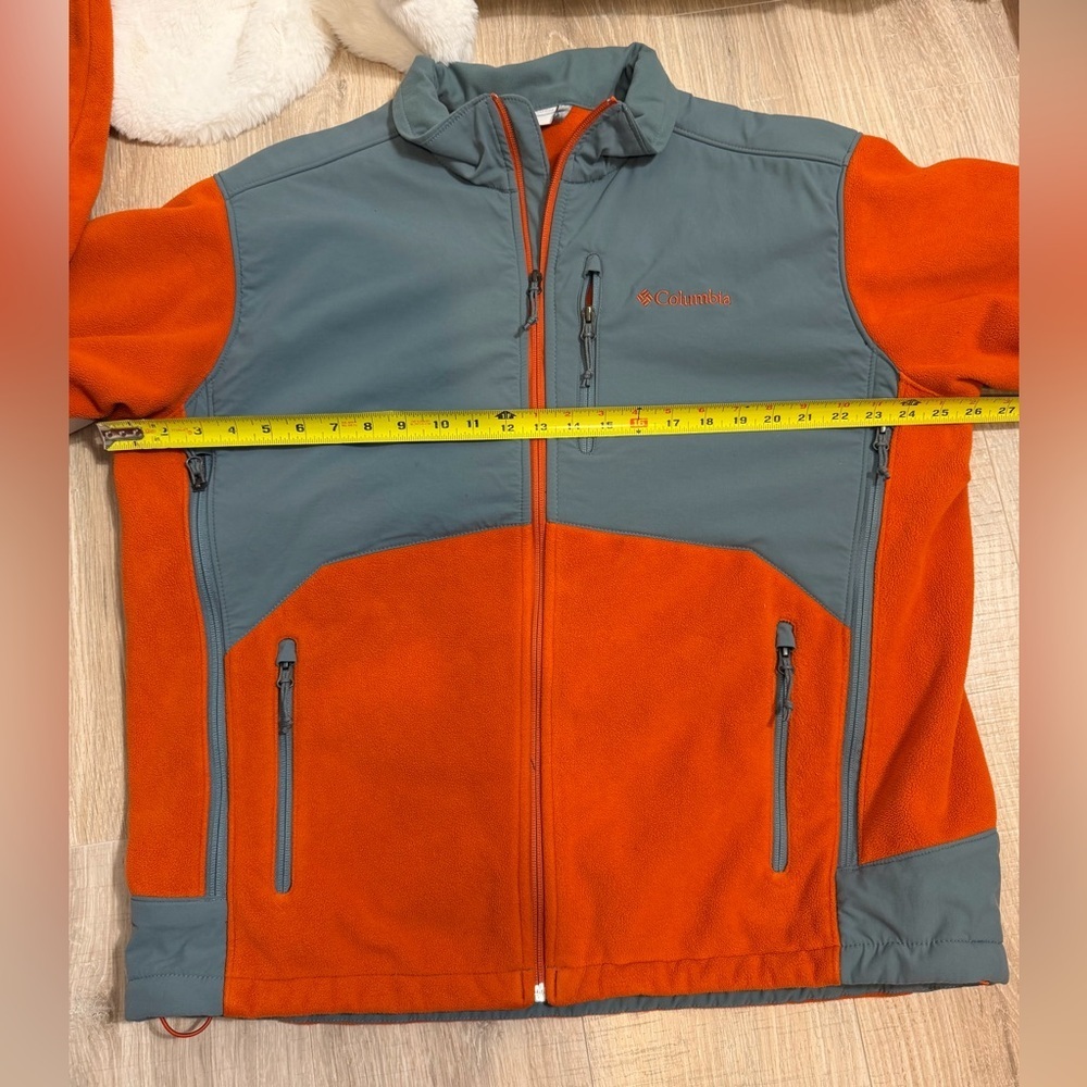 Columbia Men’s Full Zip Fleece Jacket XL Orange & Green Outdoor Hiking - Picture 13 of 14